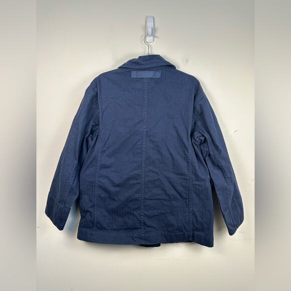 Everlane The Organic Cotton Herringbone Double Breasted Jacket in Navy Size L - Picture 3 of 8